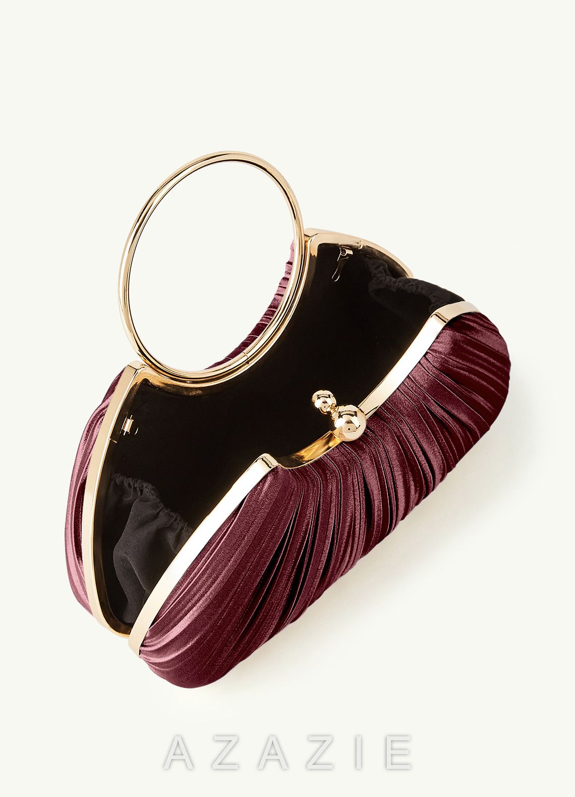 Matching Color Metallic Satin Pleated Handbag