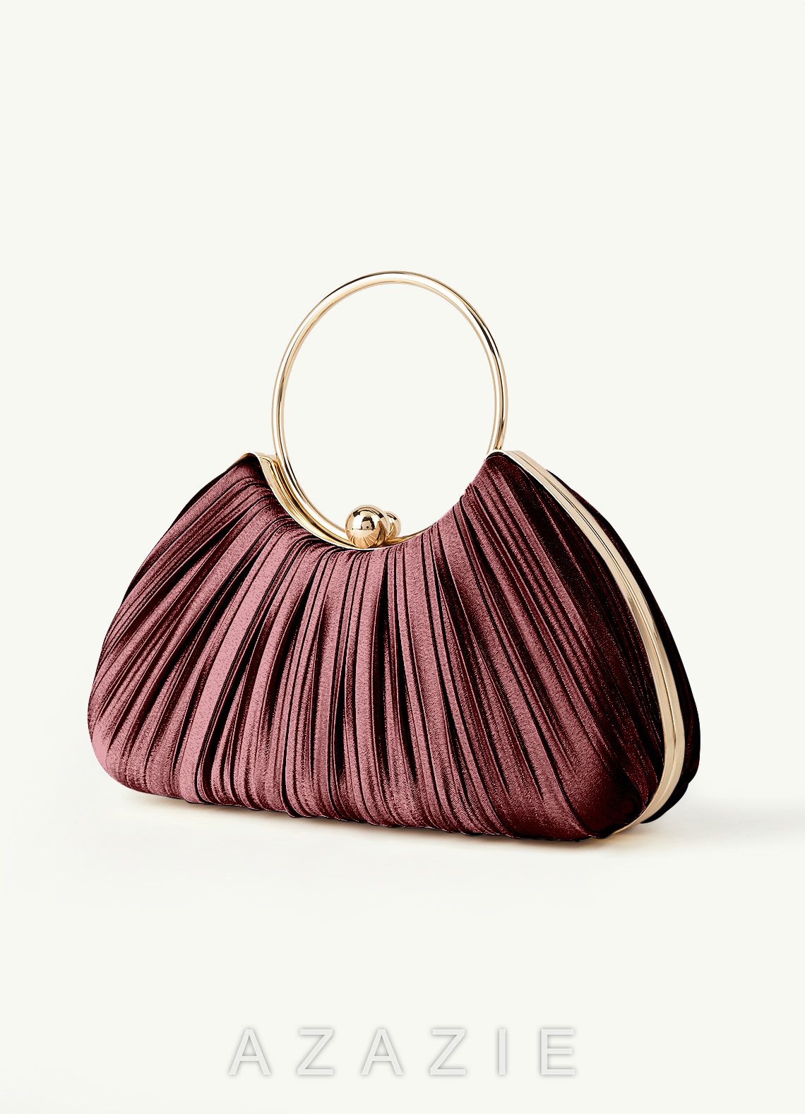 Matching Color Metallic Satin Pleated Handbag