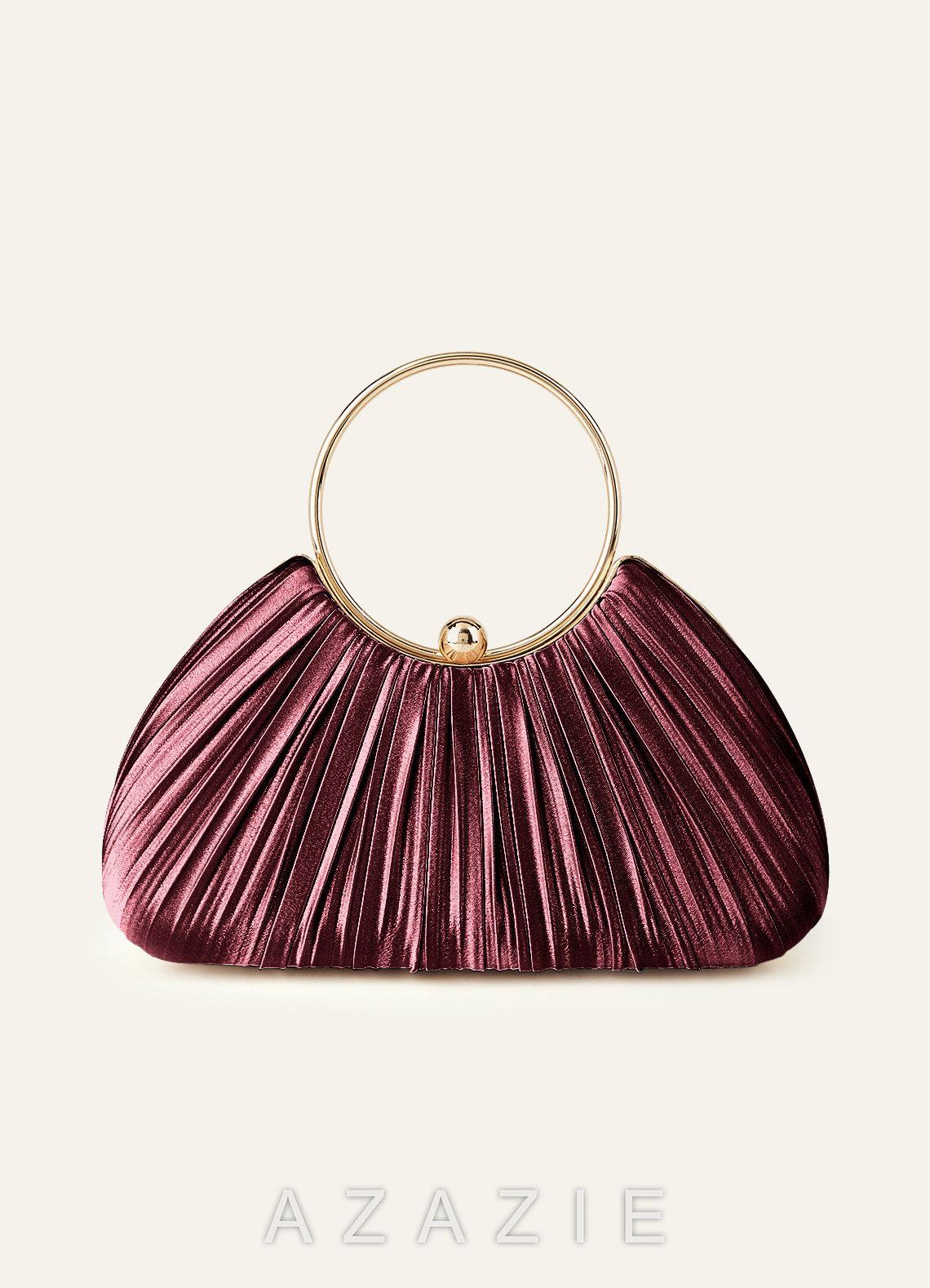 Matching Color Metallic Satin Pleated Handbag