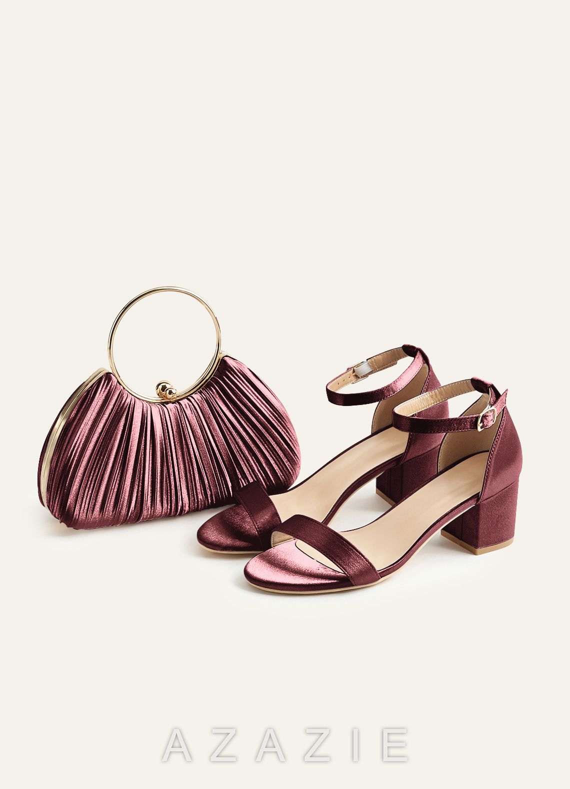 Matching Color Metallic Satin Pleated Handbag