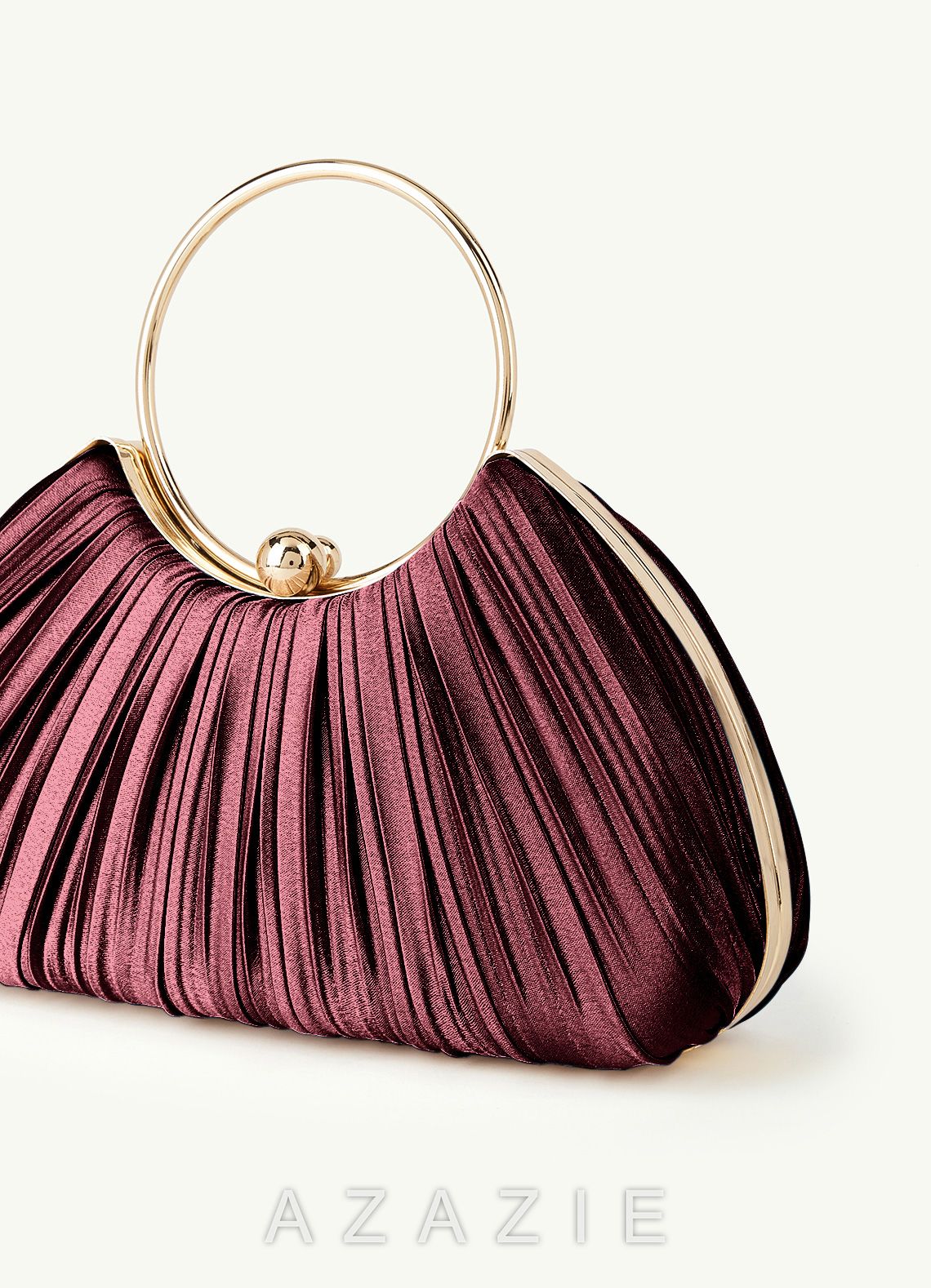 Matching Color Metallic Satin Pleated Handbag