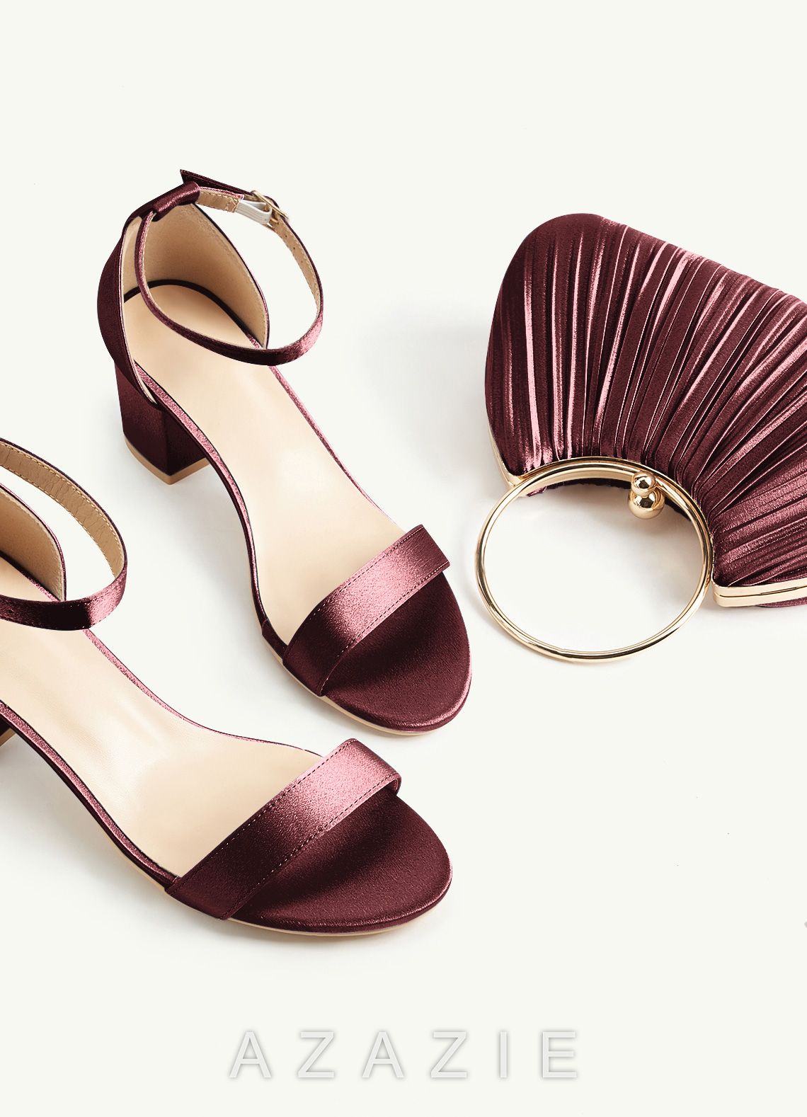 Matching Color Metallic Satin Pleated Handbag