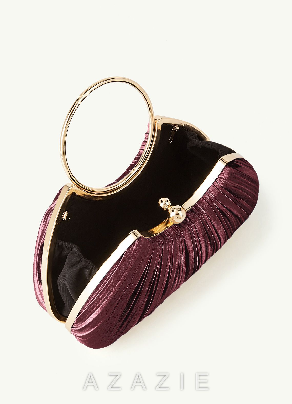 Matching Color Metallic Satin Pleated Handbag