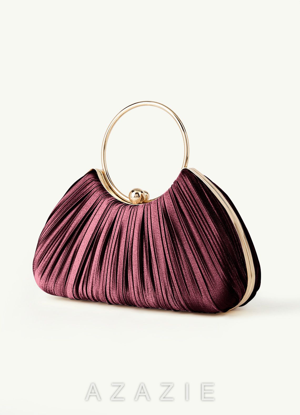 Matching Color Metallic Satin Pleated Handbag
