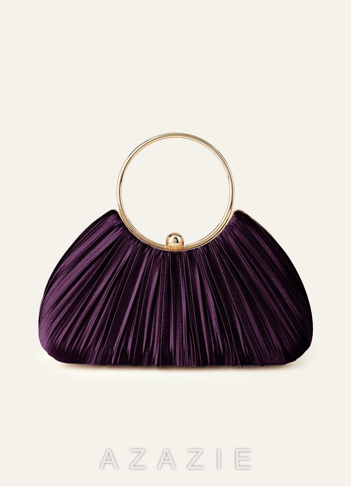 Matching Color Metallic Satin Pleated Handbag