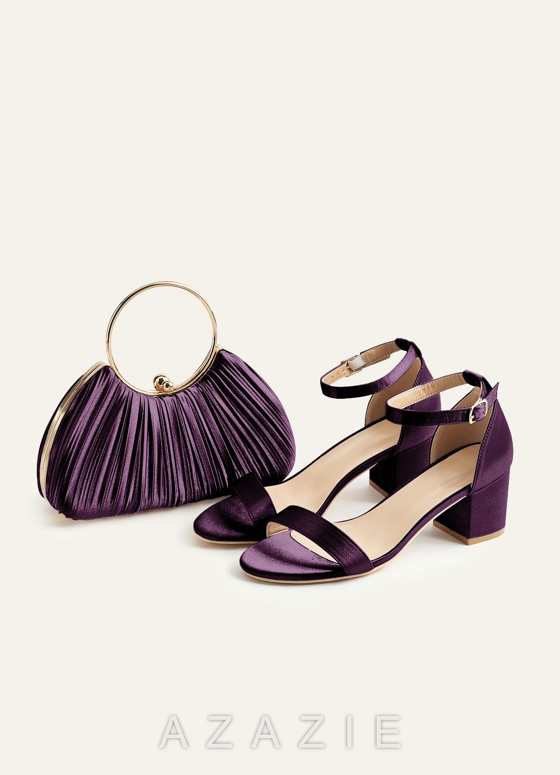 Matching Color Metallic Satin Pleated Handbag