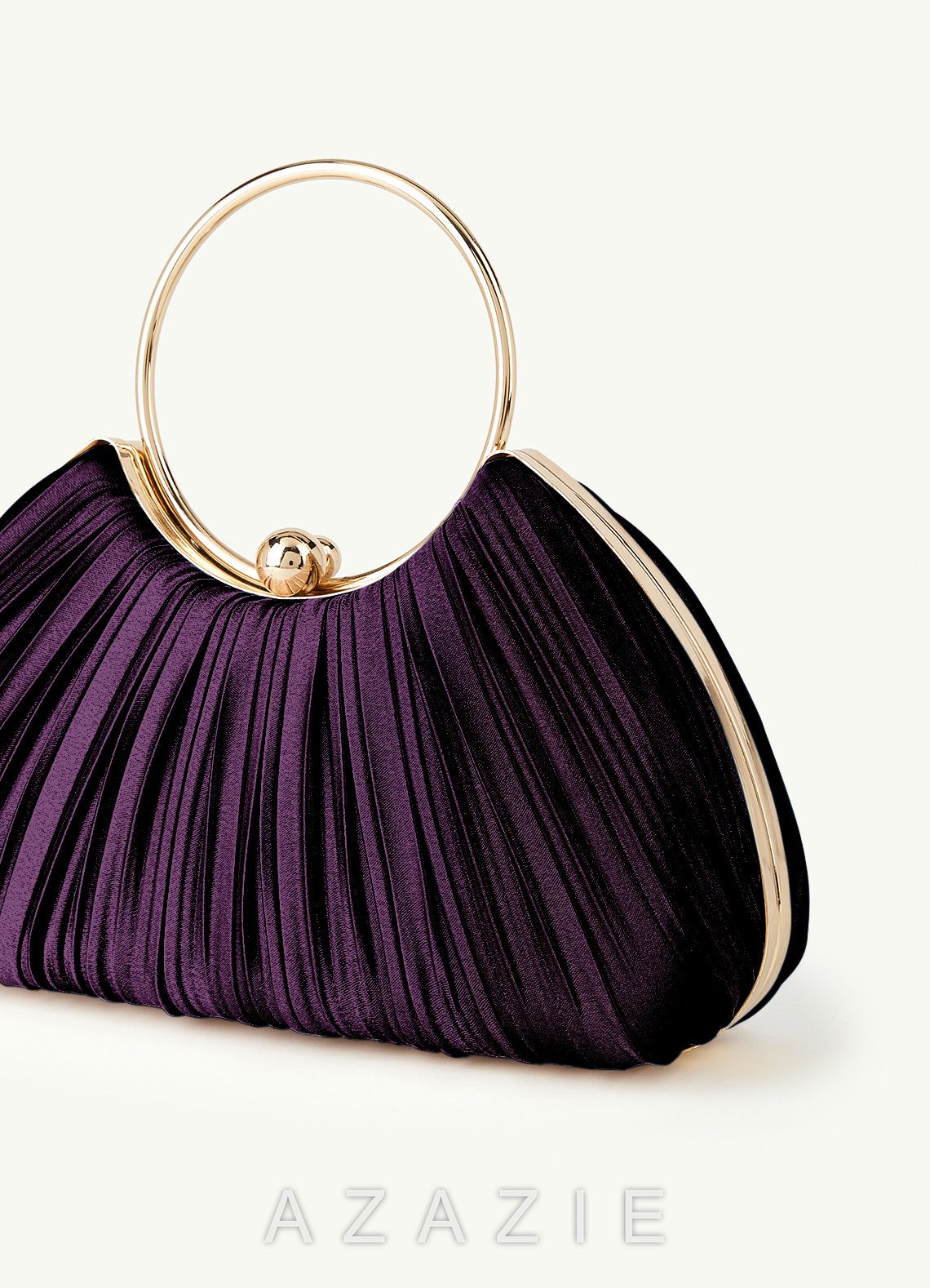 Matching Color Metallic Satin Pleated Handbag