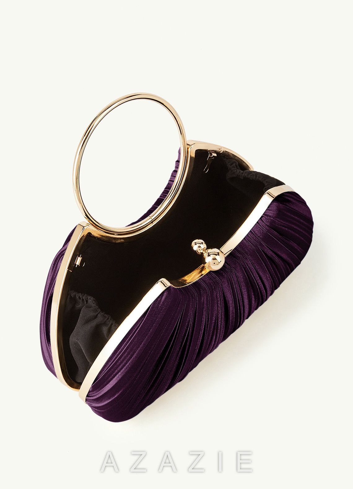 Matching Color Metallic Satin Pleated Handbag