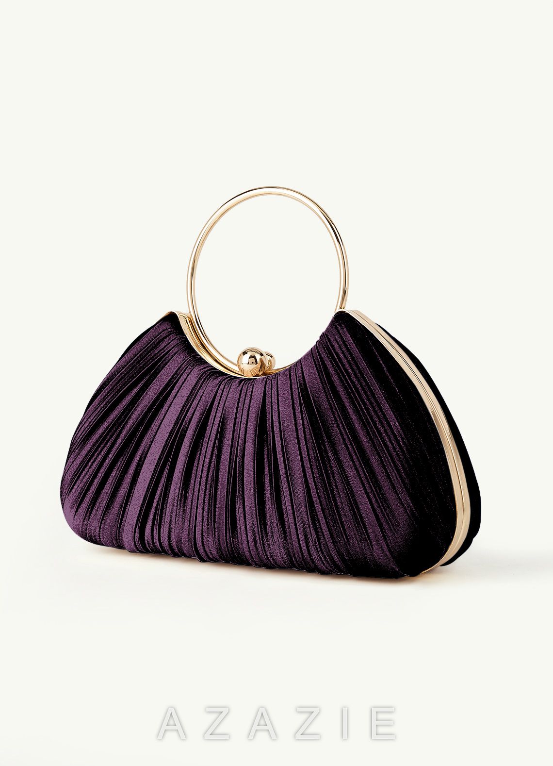 Matching Color Metallic Satin Pleated Handbag