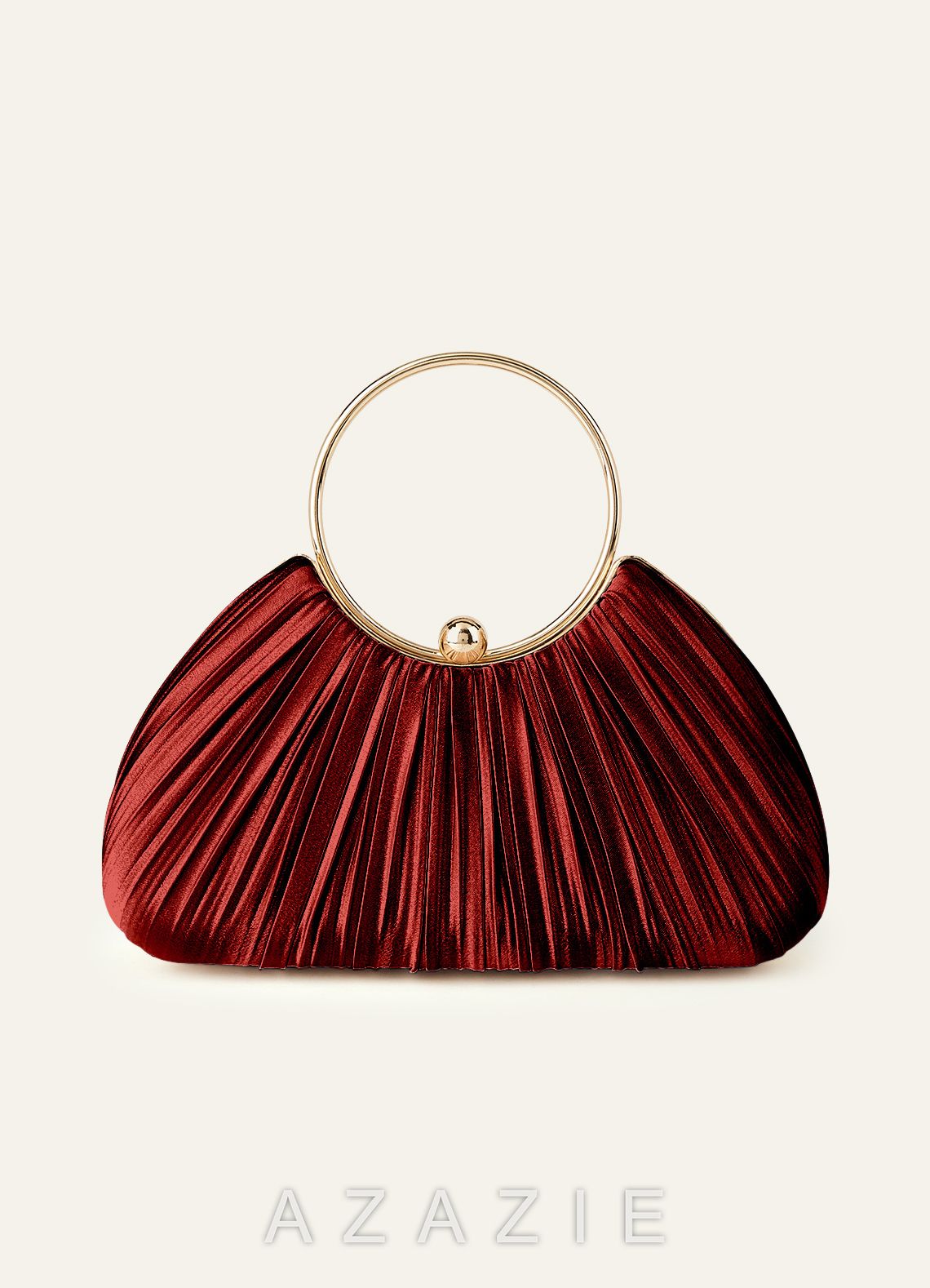 Matching Color Metallic Satin Pleated Handbag