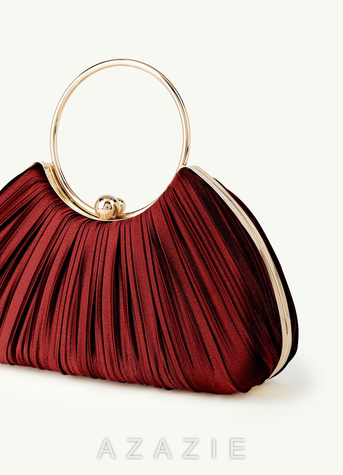 Matching Color Metallic Satin Pleated Handbag