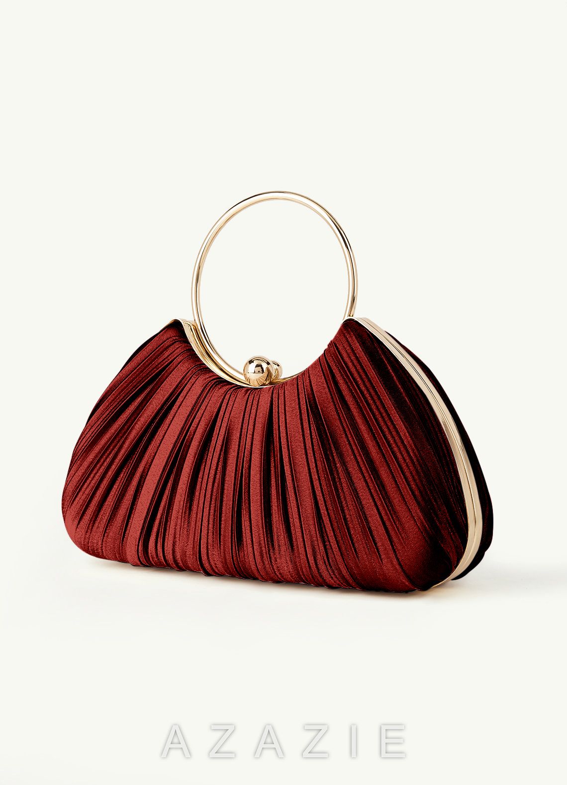 Matching Color Metallic Satin Pleated Handbag