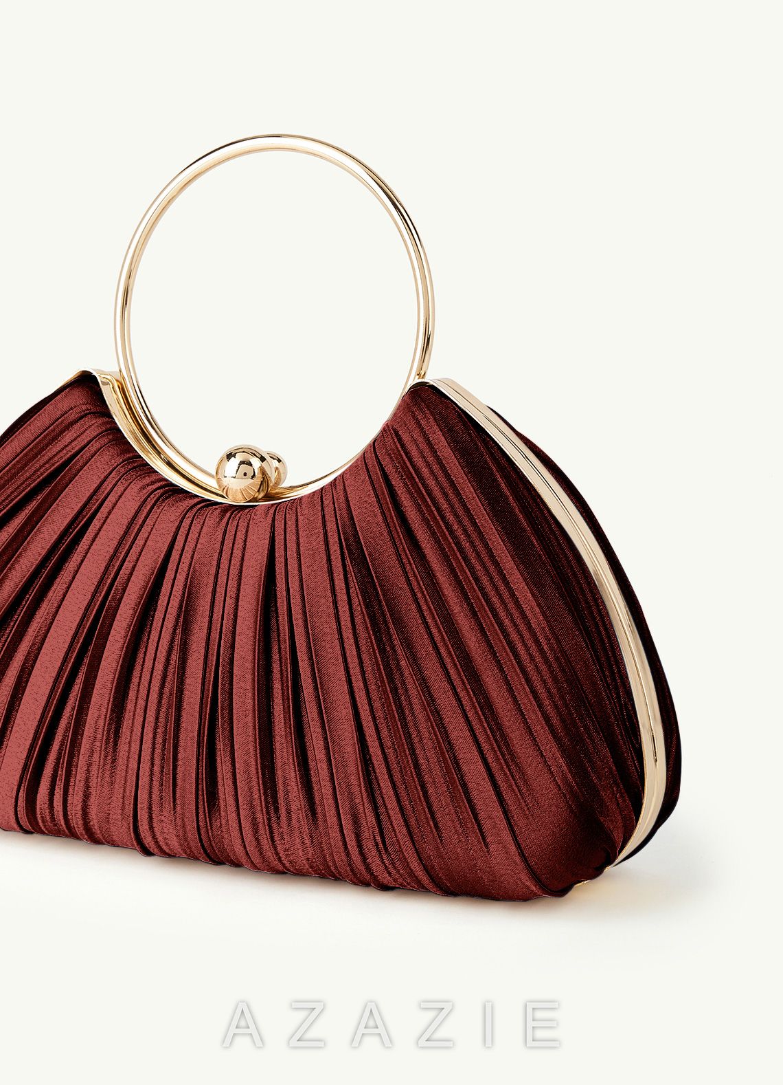 Matching Color Metallic Satin Pleated Handbag