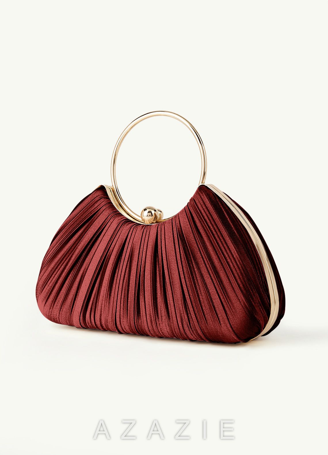 Matching Color Metallic Satin Pleated Handbag
