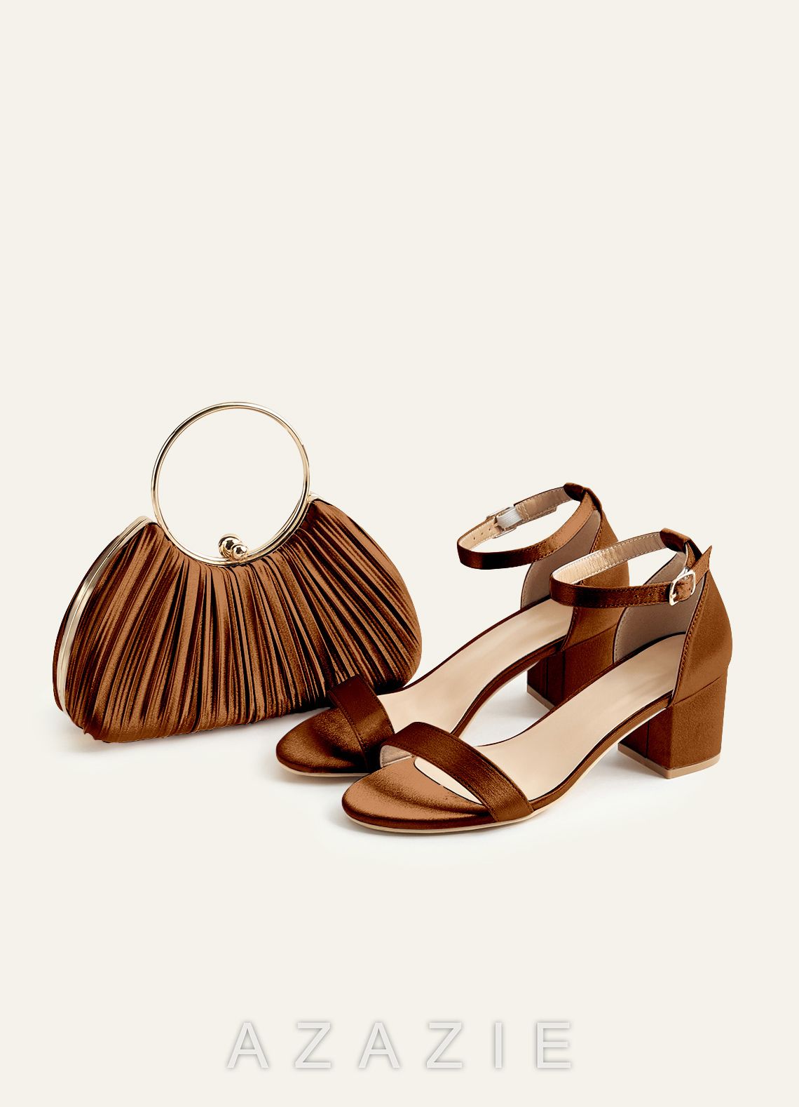 Matching Color Metallic Satin Pleated Handbag