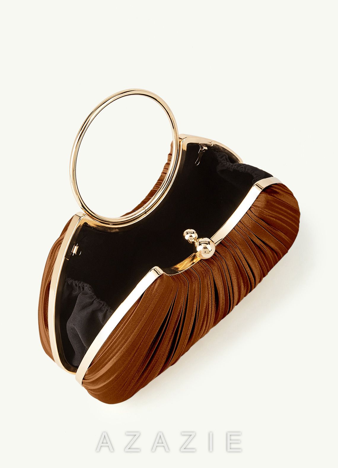 Matching Color Metallic Satin Pleated Handbag