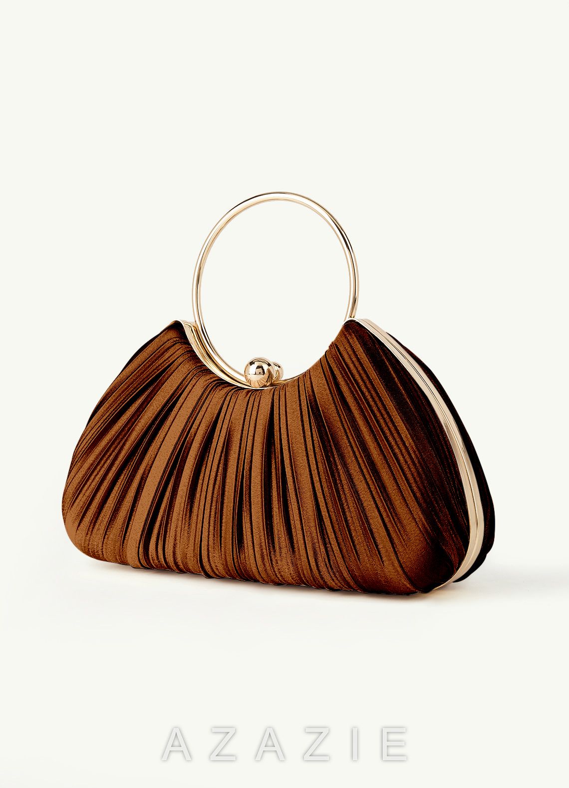 Matching Color Metallic Satin Pleated Handbag
