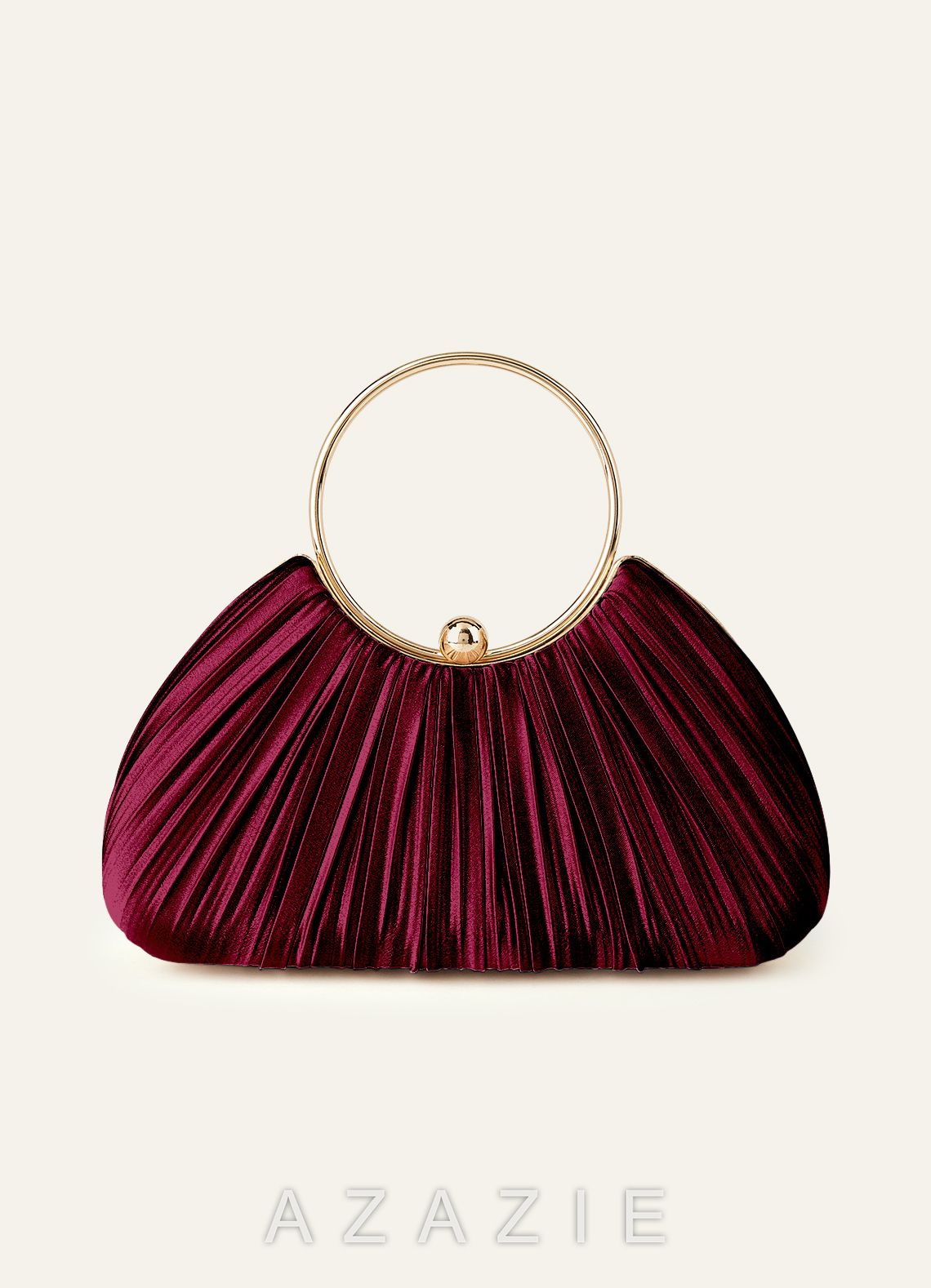 Matching Color Metallic Satin Pleated Handbag