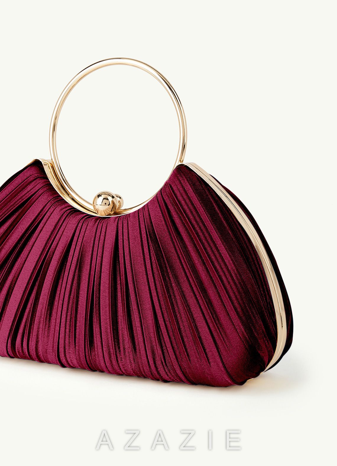 Matching Color Metallic Satin Pleated Handbag
