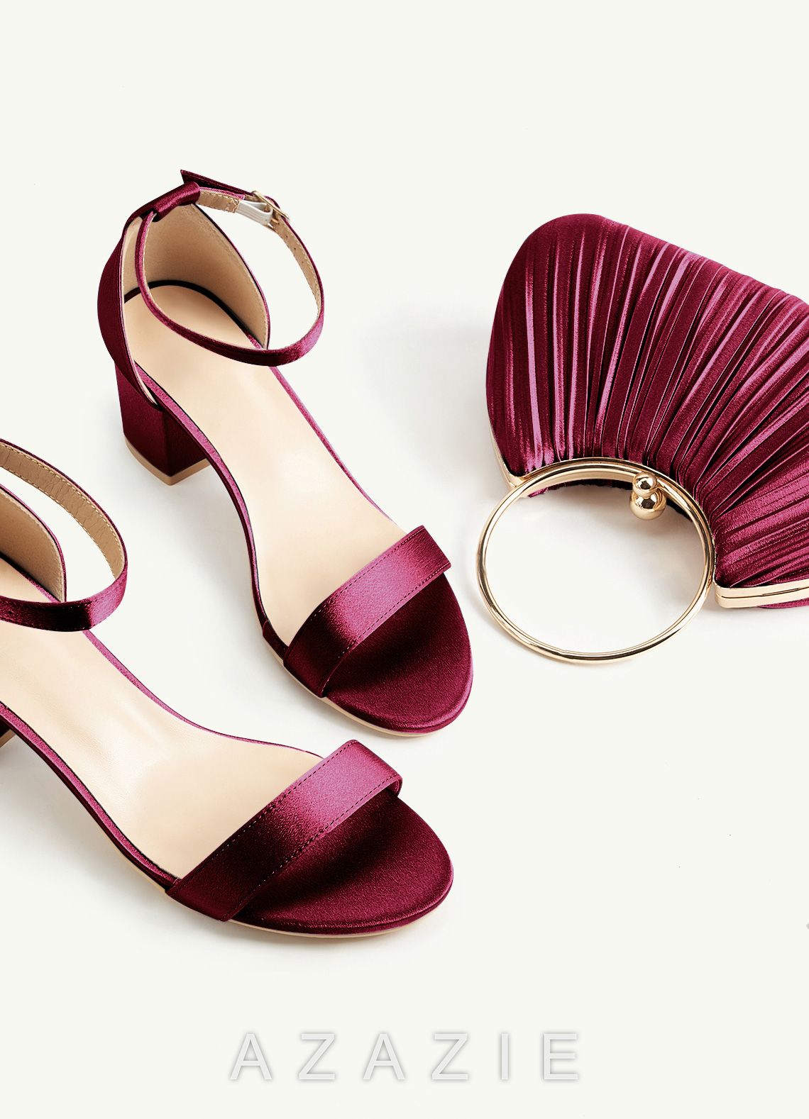 Matching Color Metallic Satin Pleated Handbag