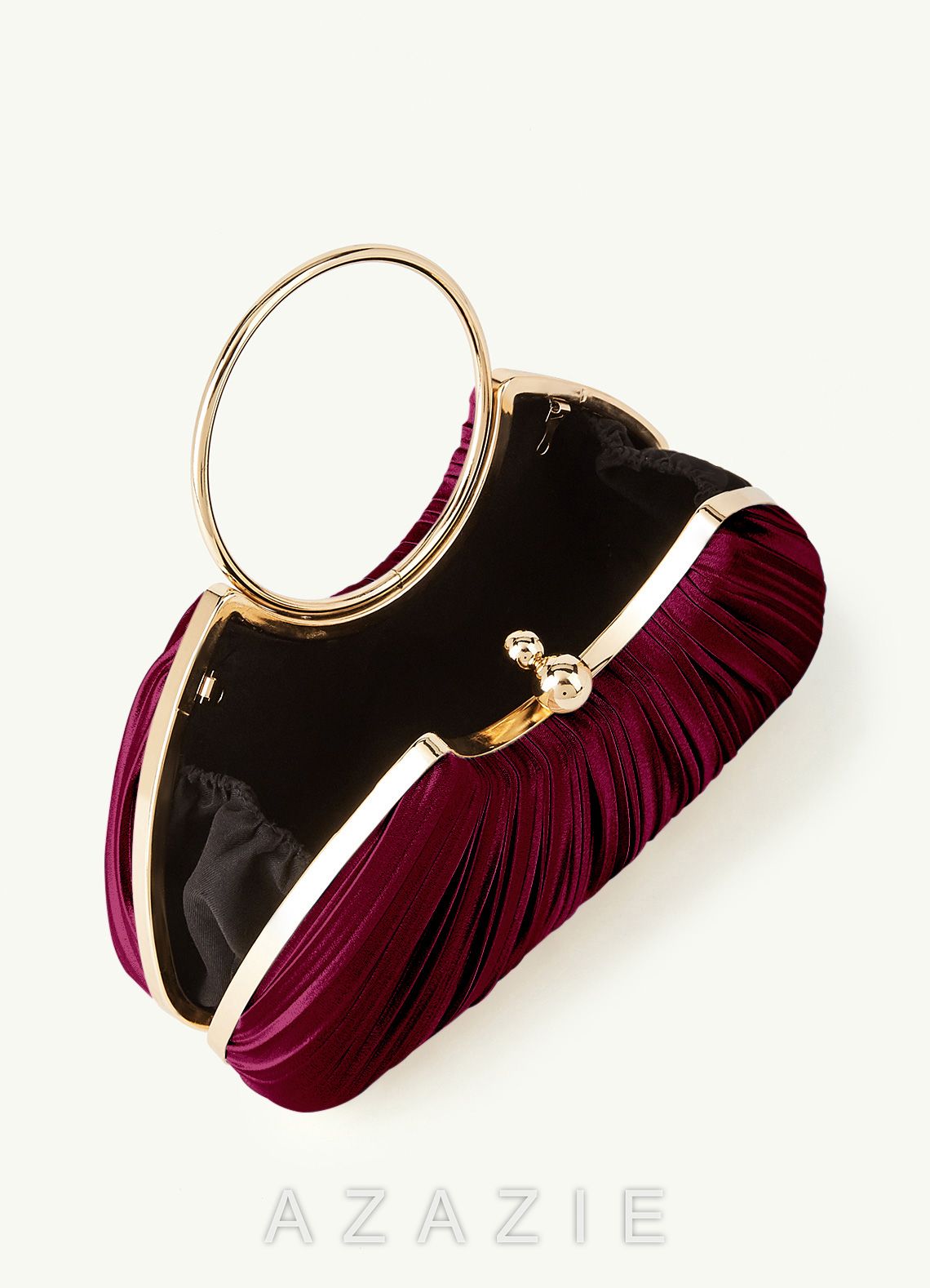 Matching Color Metallic Satin Pleated Handbag