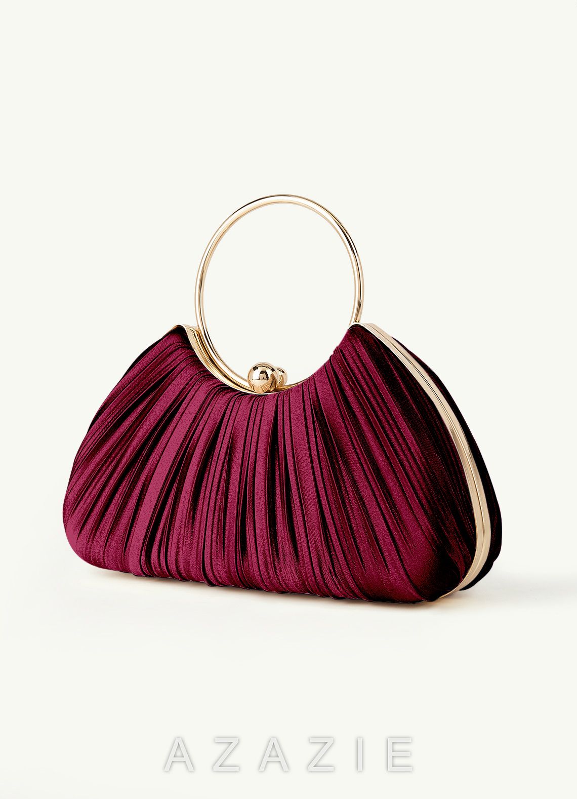 Matching Color Metallic Satin Pleated Handbag