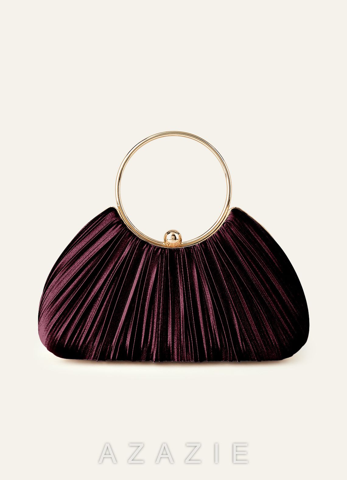 Matching Color Metallic Satin Pleated Handbag