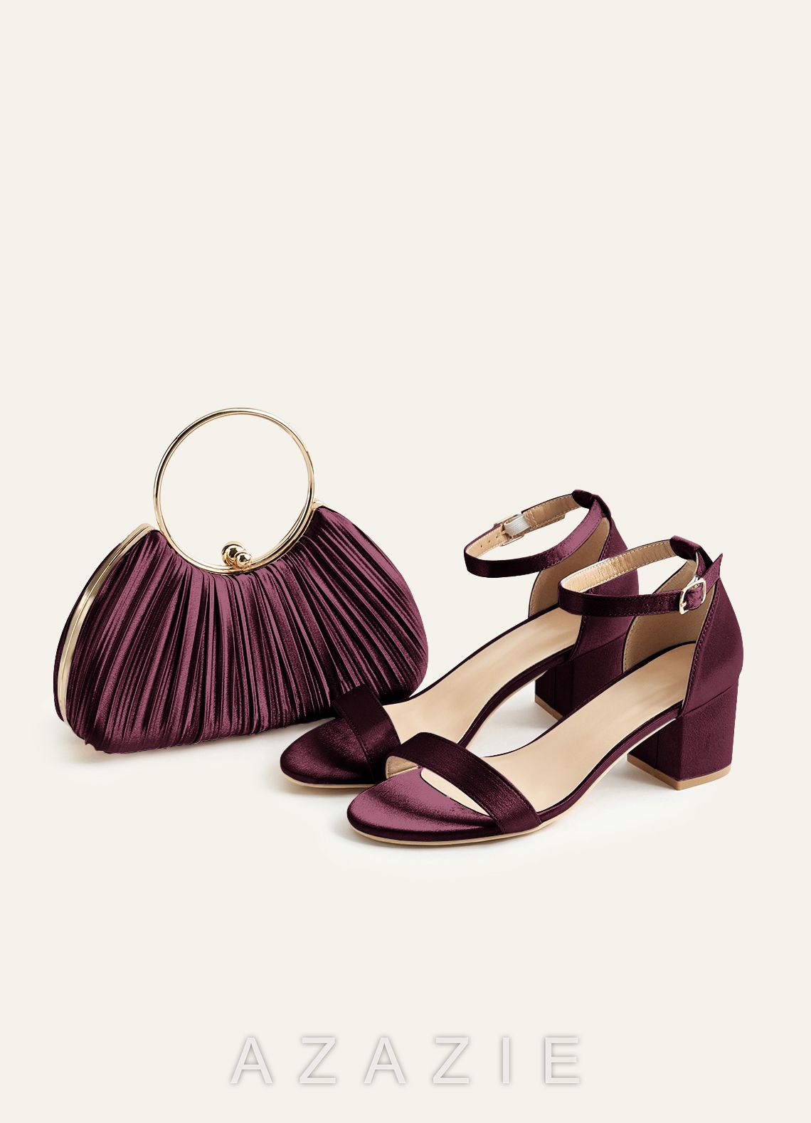 Matching Color Metallic Satin Pleated Handbag