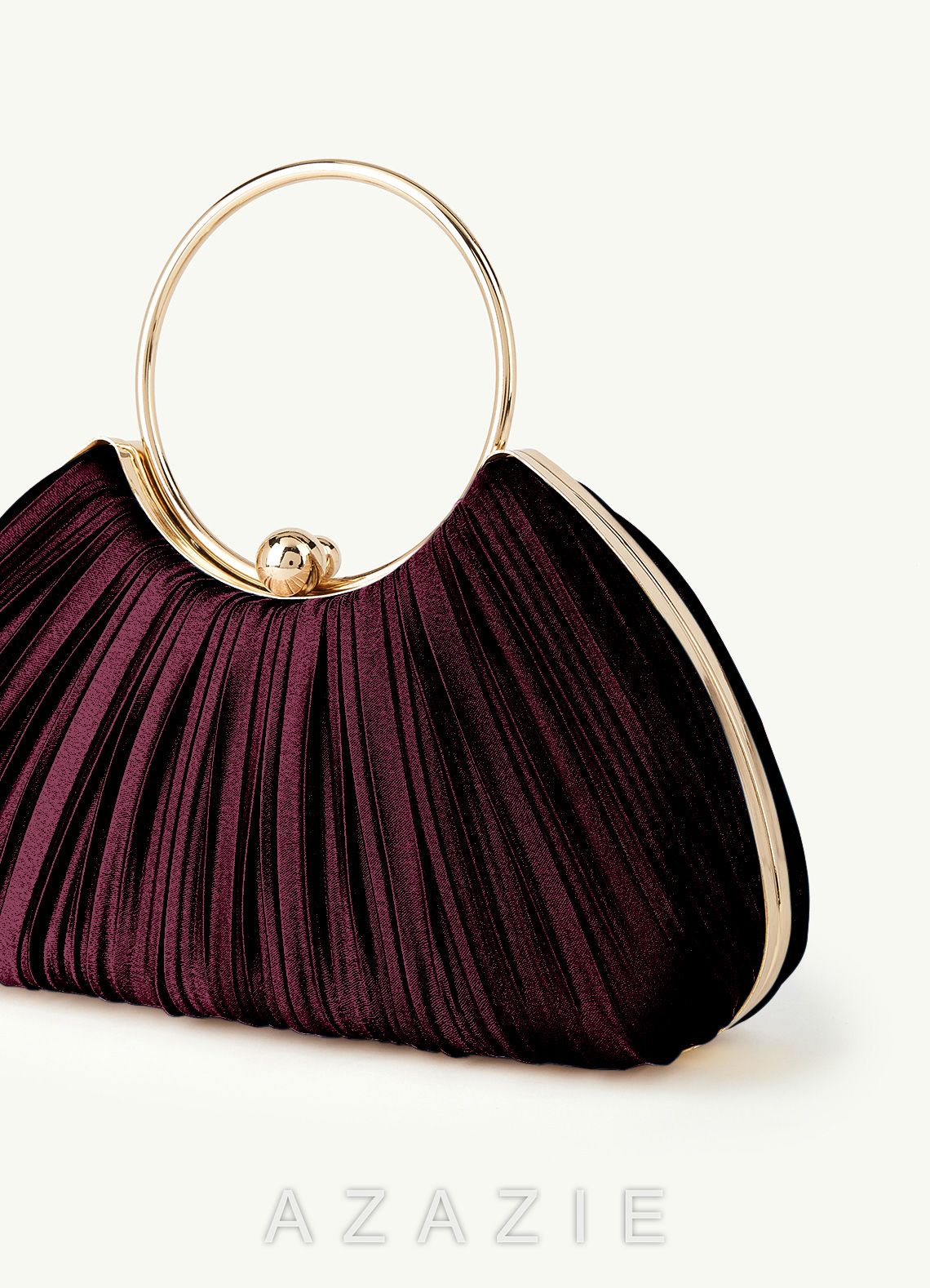 Matching Color Metallic Satin Pleated Handbag