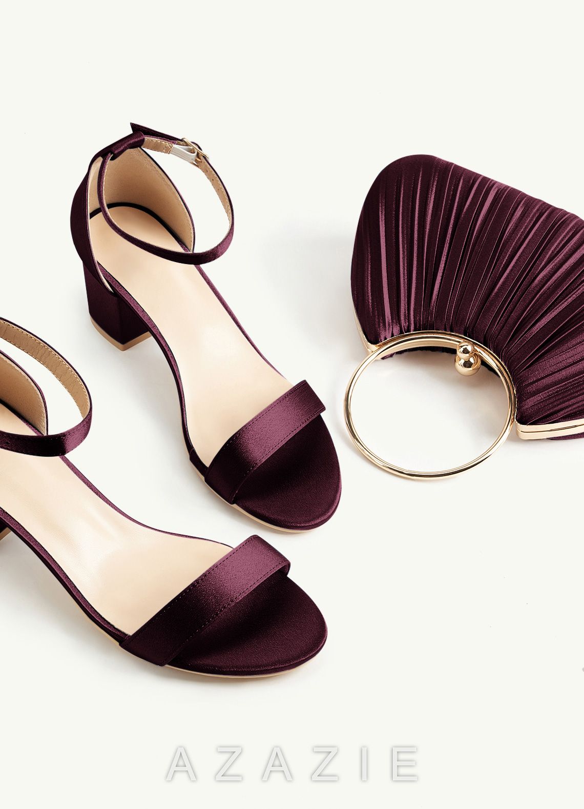 Matching Color Metallic Satin Pleated Handbag