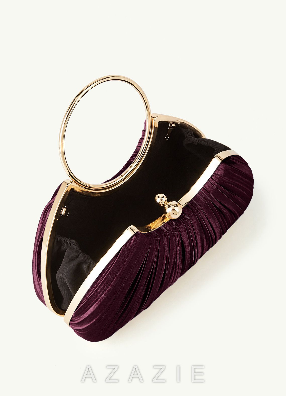Matching Color Metallic Satin Pleated Handbag