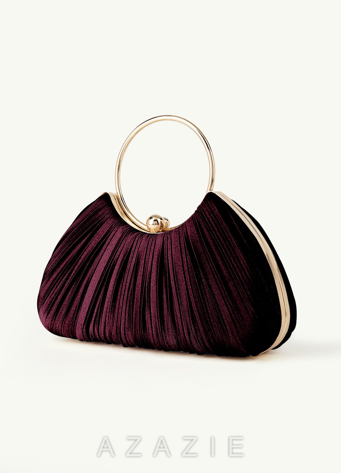 Matching Color Metallic Satin Pleated Handbag