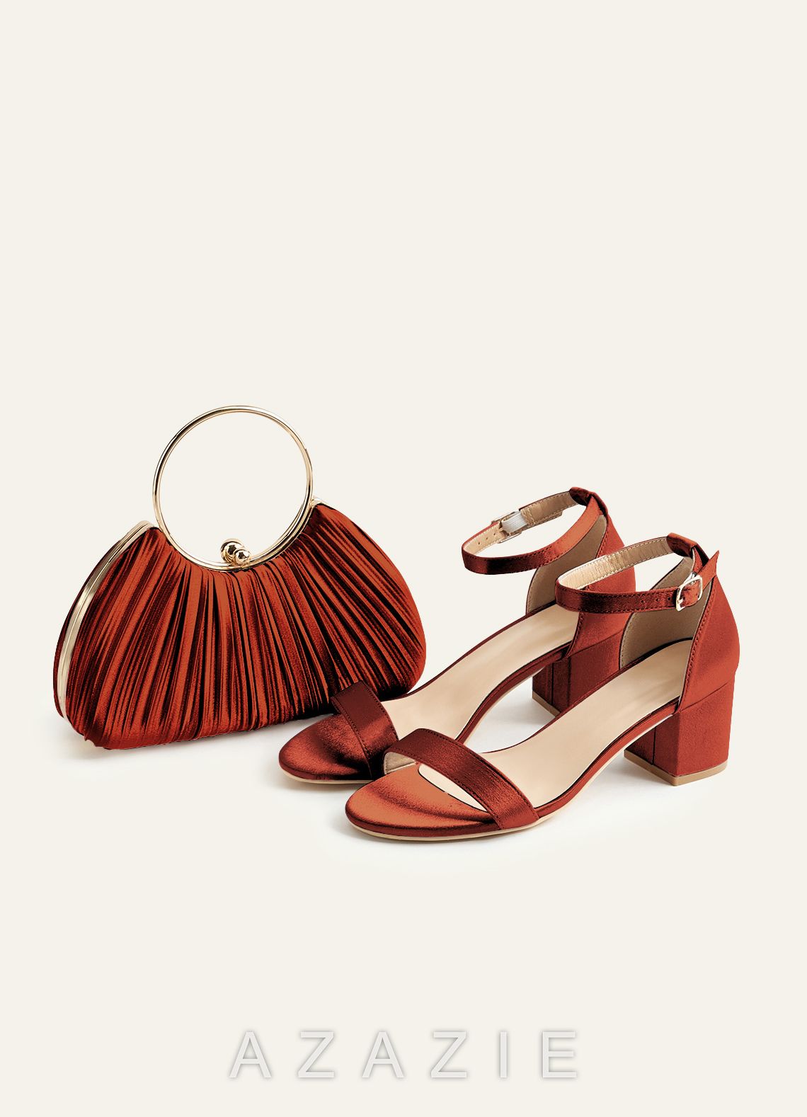 Matching Color Metallic Satin Pleated Handbag