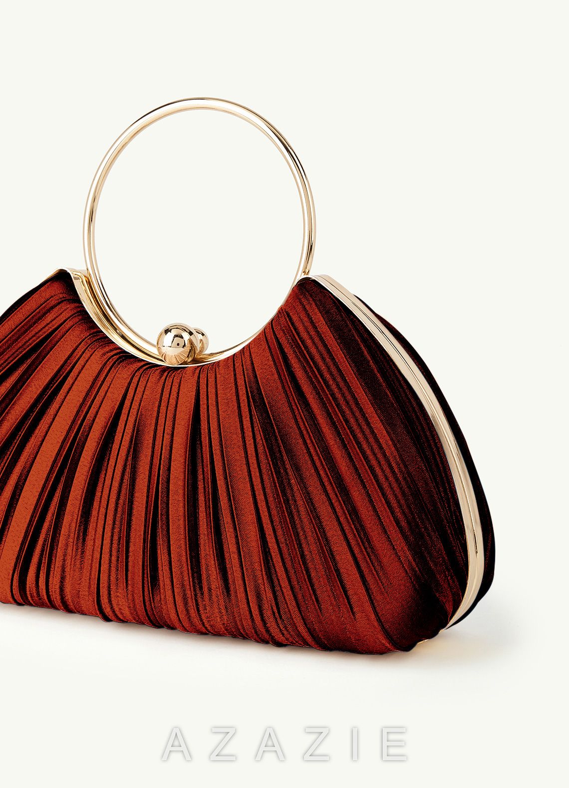 Matching Color Metallic Satin Pleated Handbag