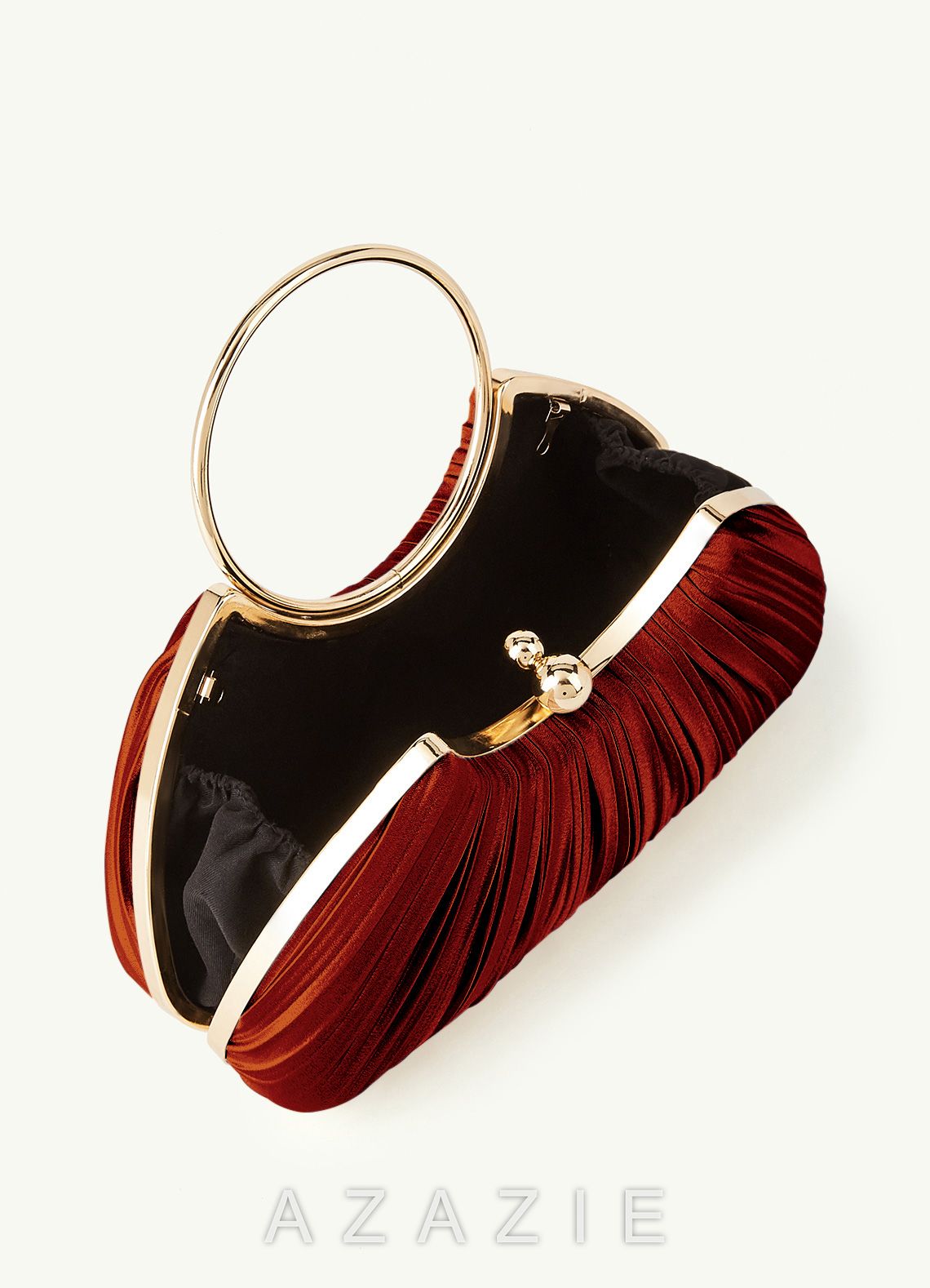 Matching Color Metallic Satin Pleated Handbag