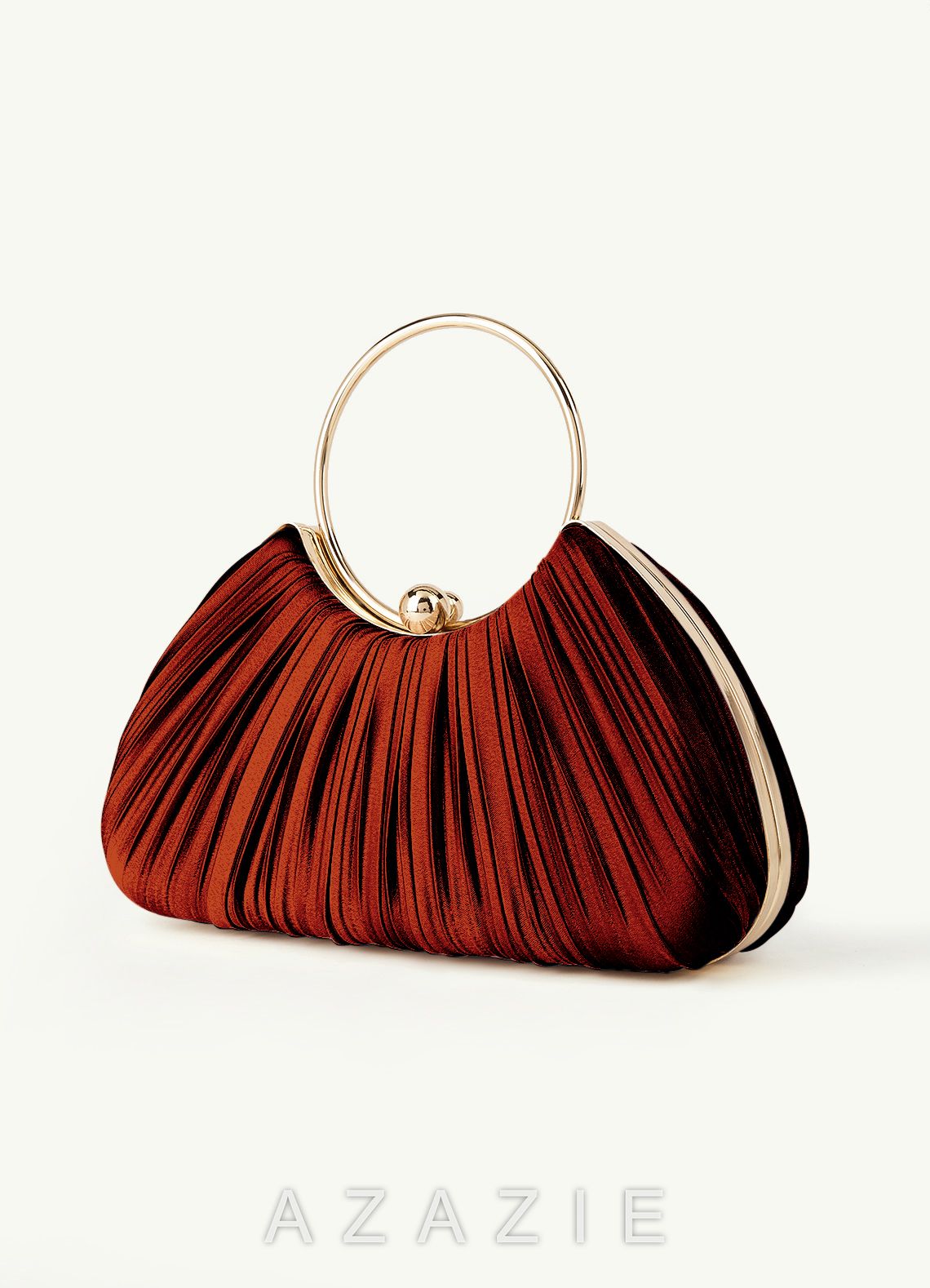 Matching Color Metallic Satin Pleated Handbag