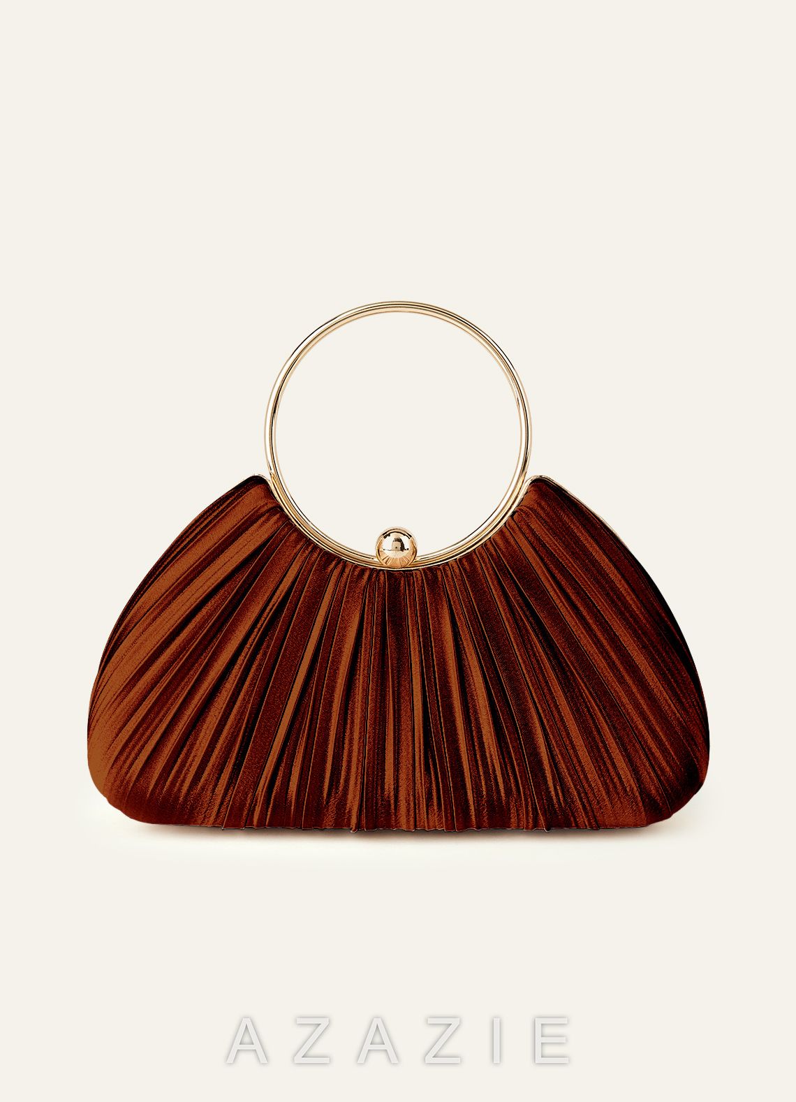 Matching Color Metallic Satin Pleated Handbag