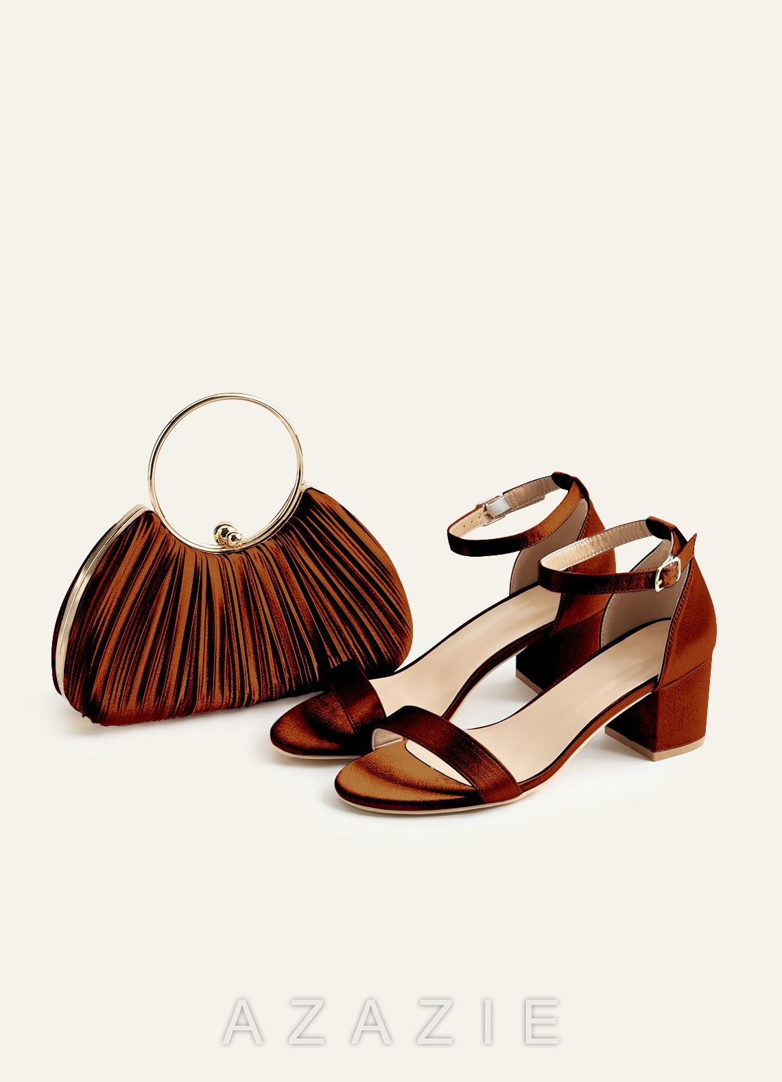 Matching Color Metallic Satin Pleated Handbag