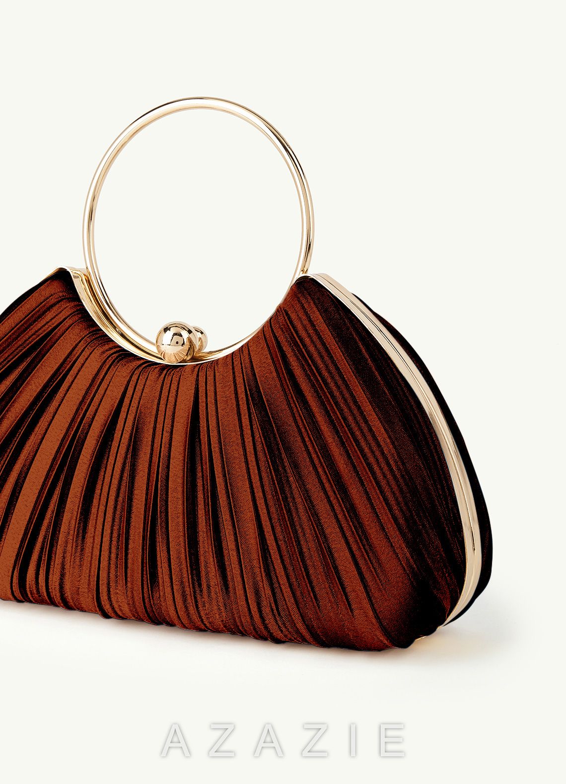 Matching Color Metallic Satin Pleated Handbag