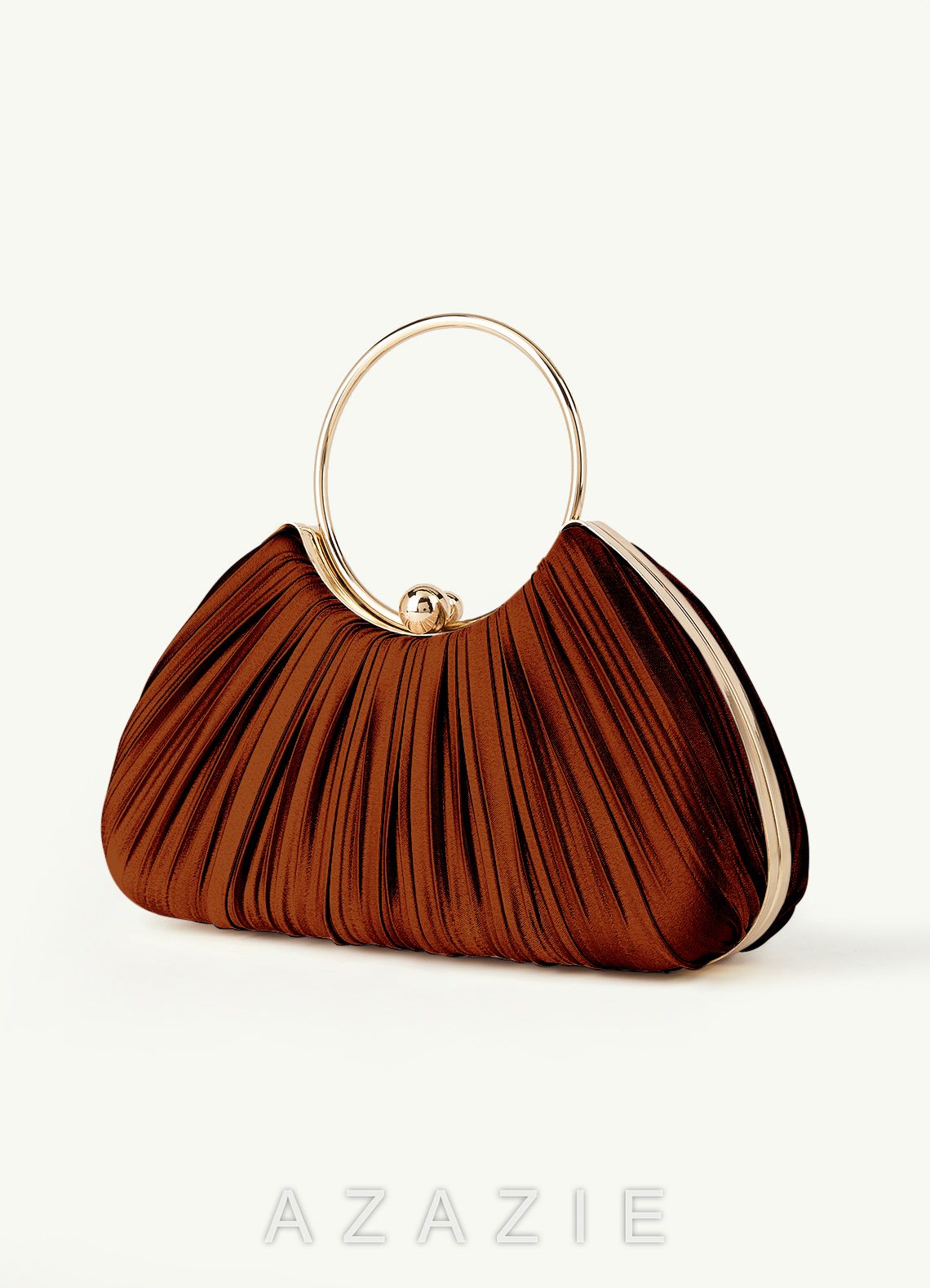 Matching Color Metallic Satin Pleated Handbag
