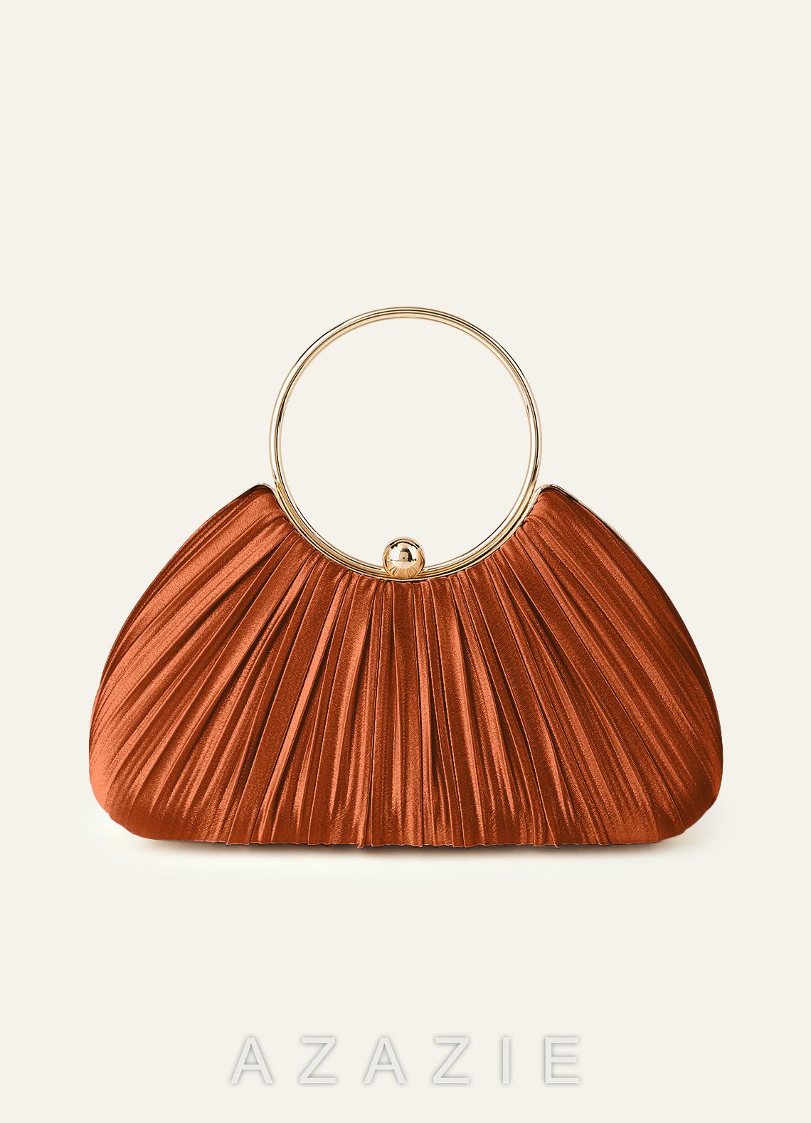 Matching Color Metallic Satin Pleated Handbag