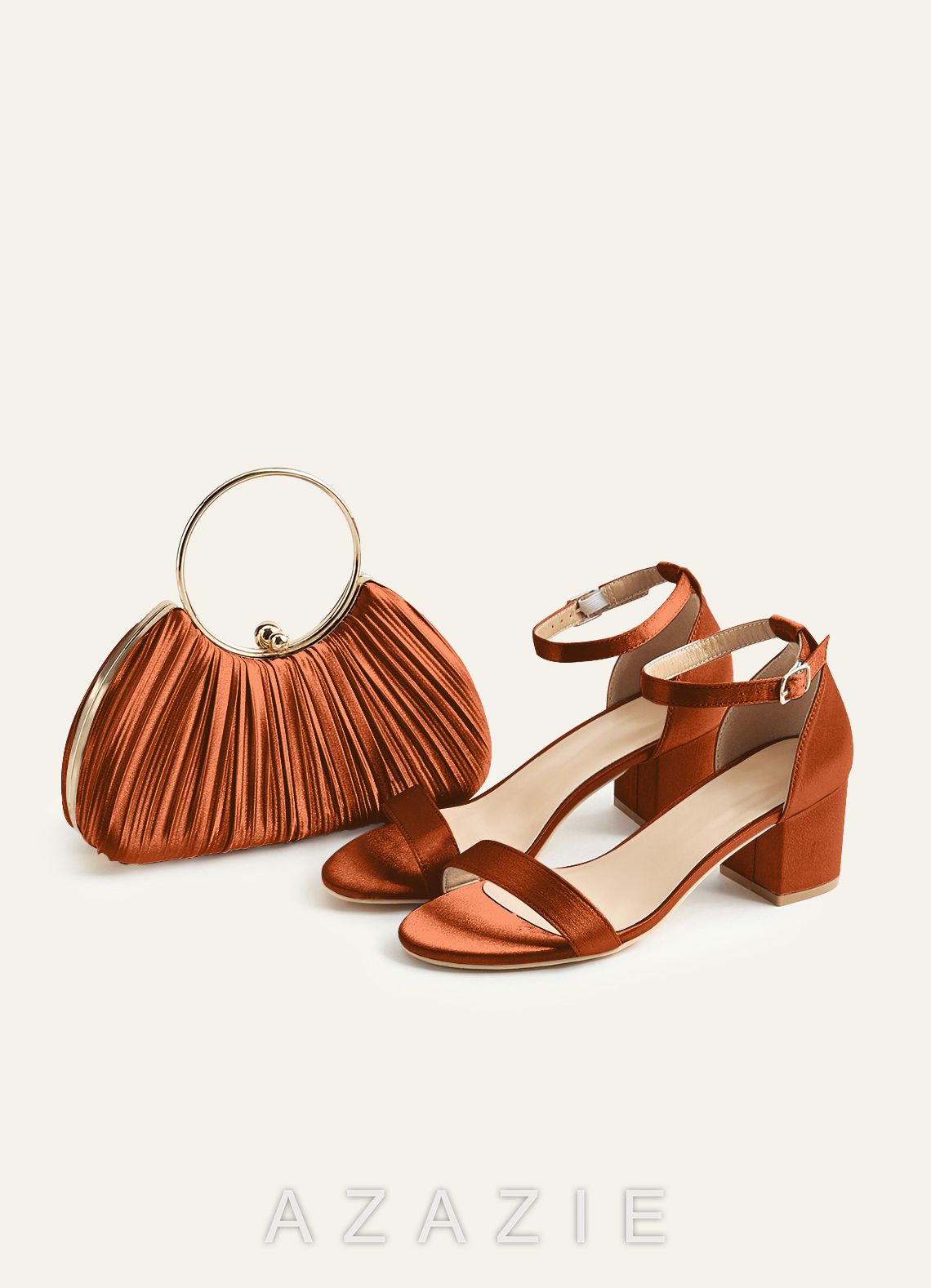 Matching Color Metallic Satin Pleated Handbag