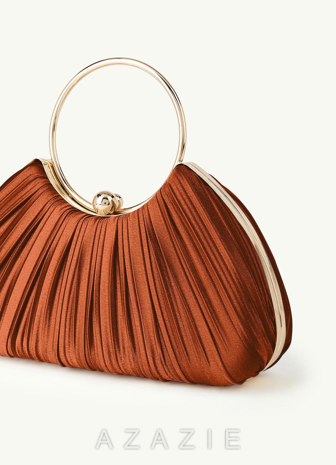Matching Color Metallic Satin Pleated Handbag