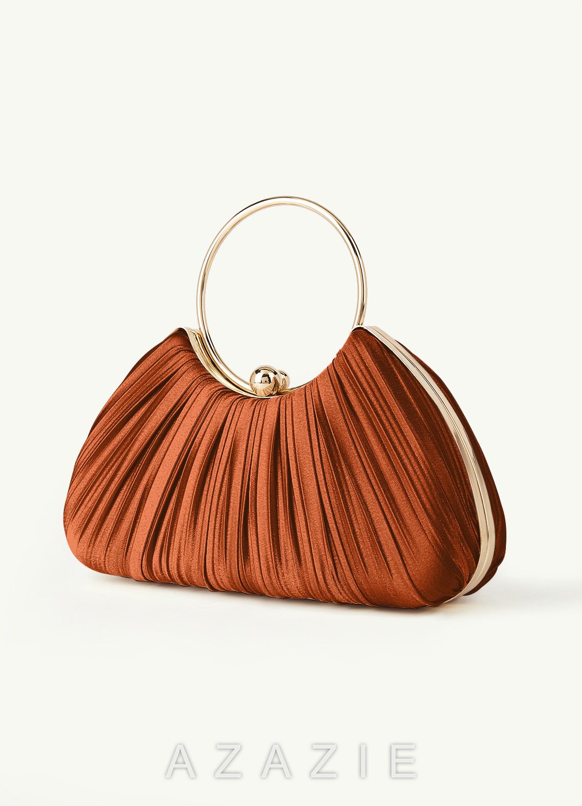Matching Color Metallic Satin Pleated Handbag