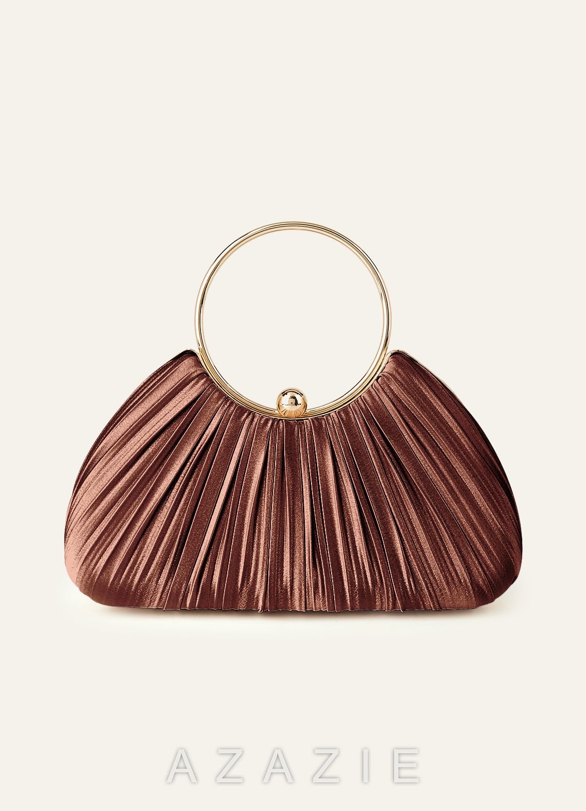 Matching Color Metallic Satin Pleated Handbag