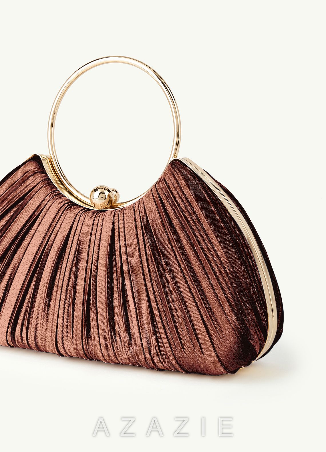 Matching Color Metallic Satin Pleated Handbag