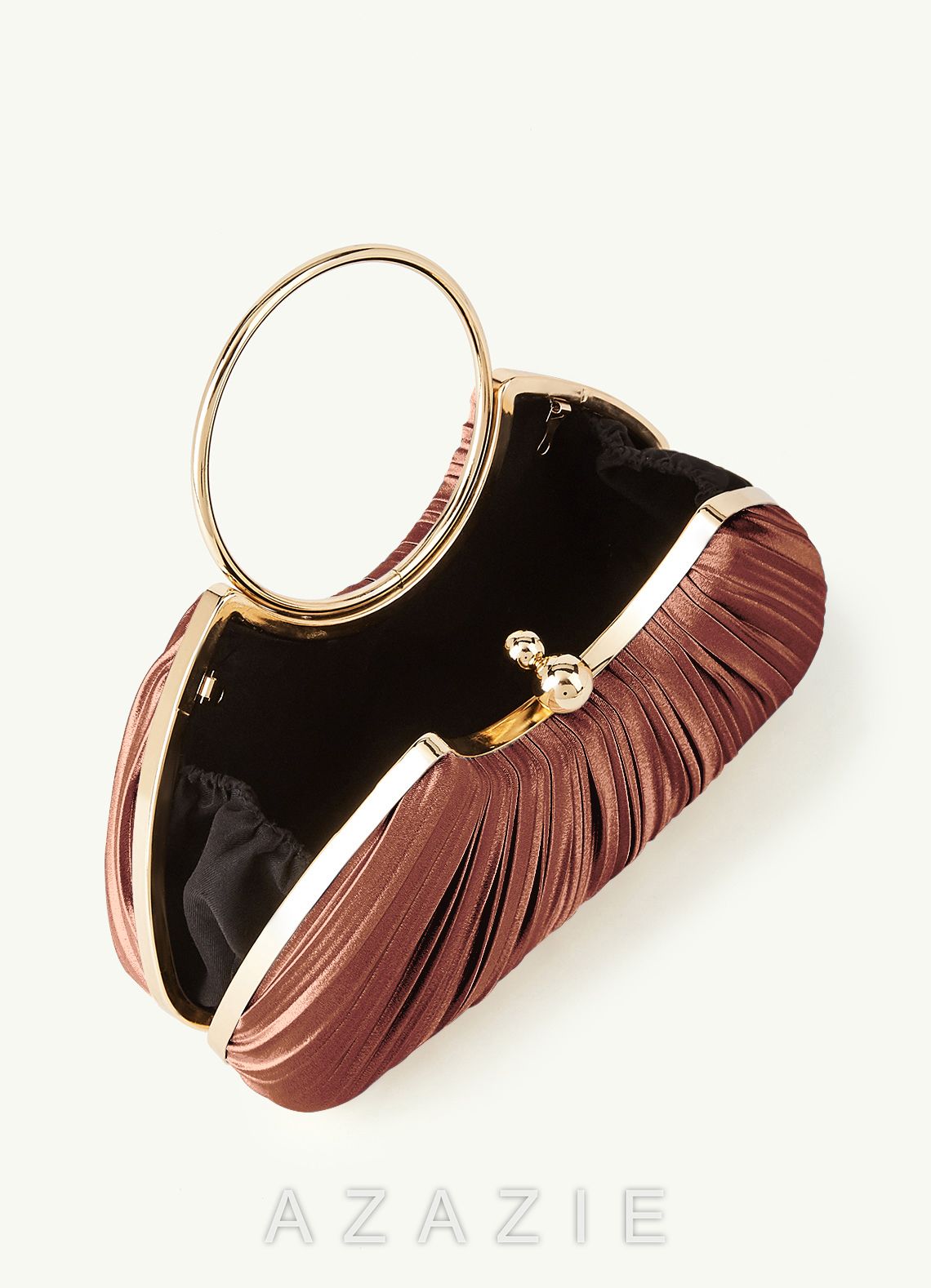 Matching Color Metallic Satin Pleated Handbag
