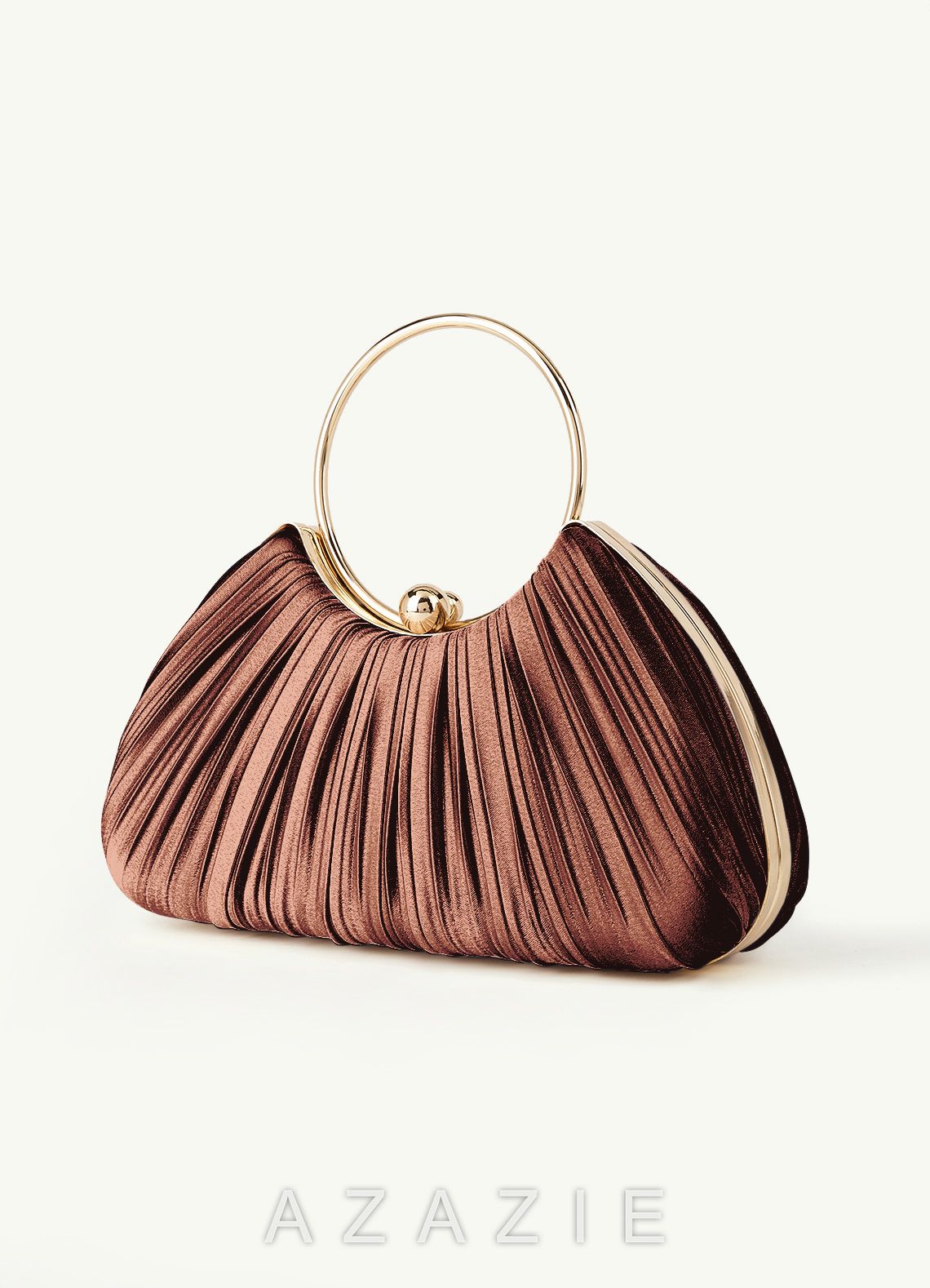 Matching Color Metallic Satin Pleated Handbag