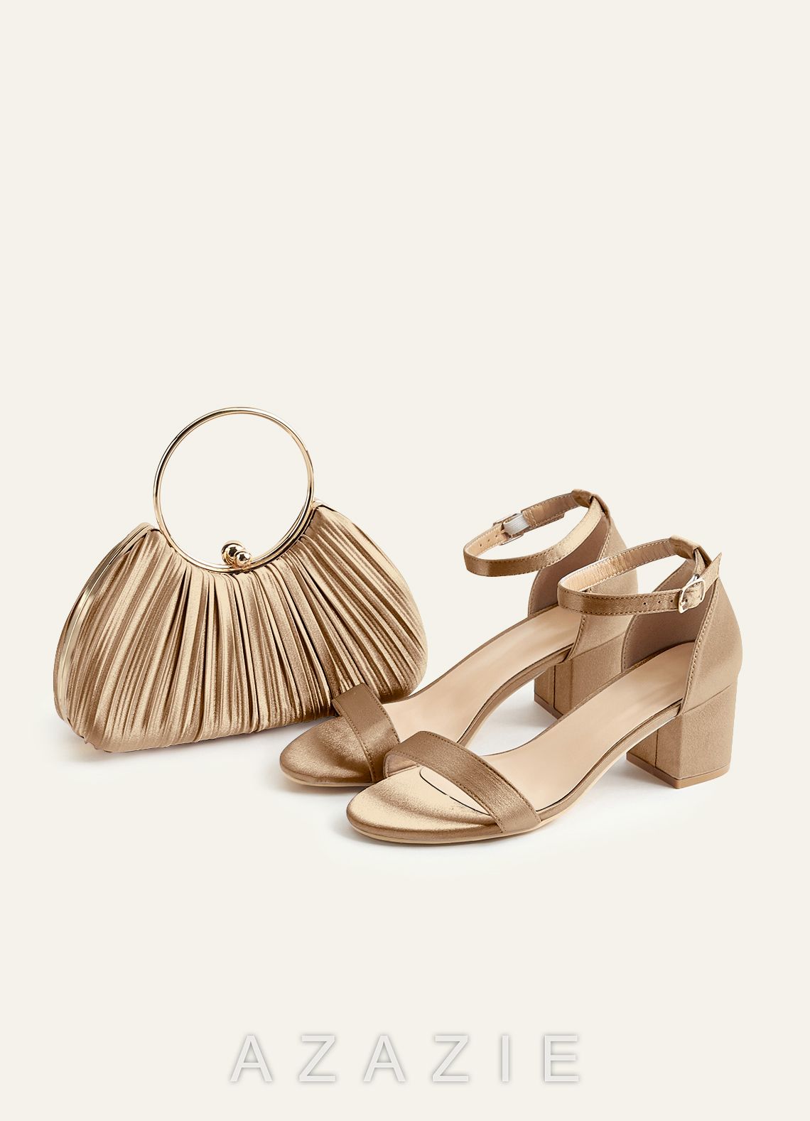 Matching Color Metallic Satin Pleated Handbag