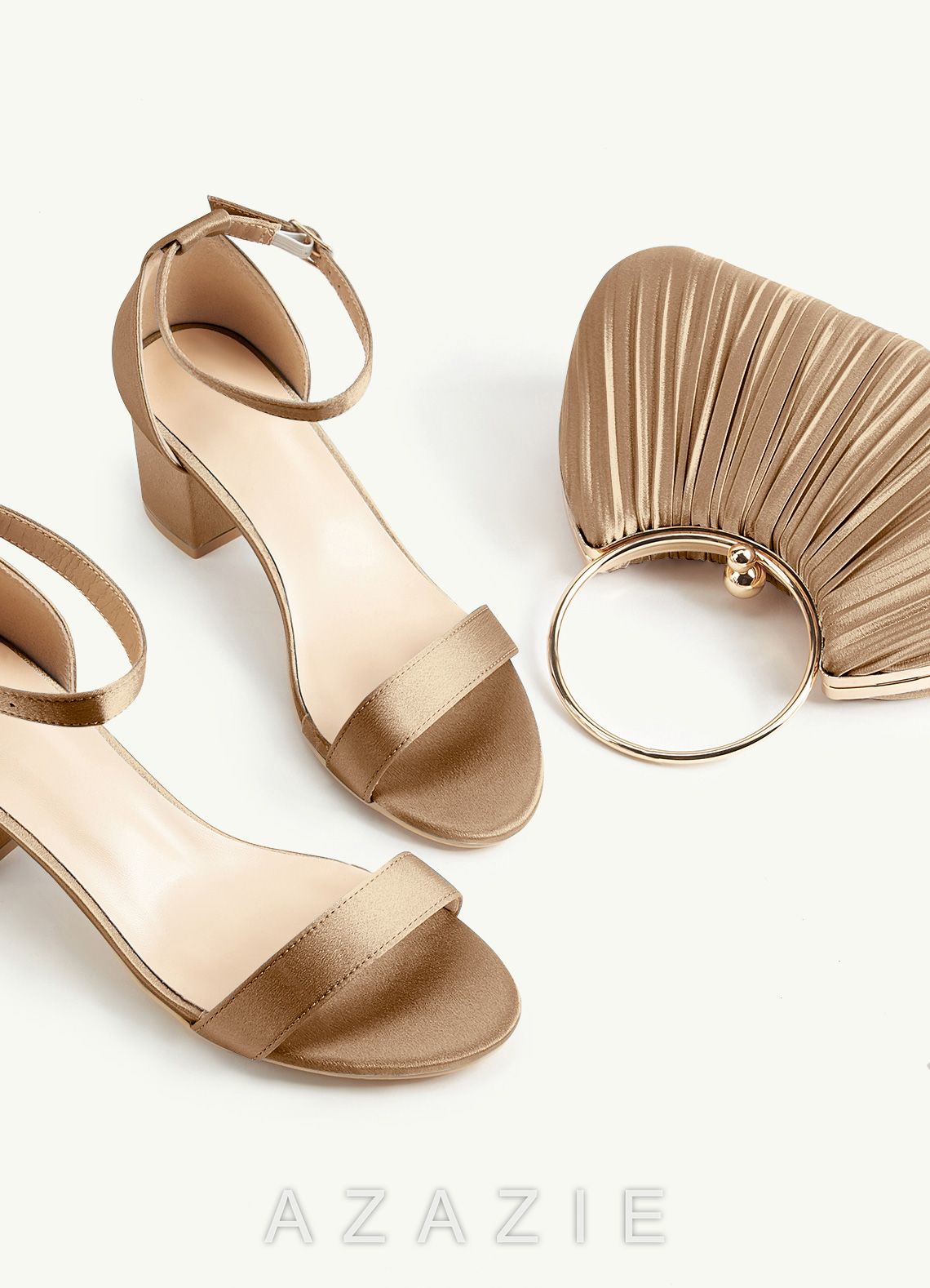 Matching Color Metallic Satin Pleated Handbag
